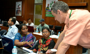 Dr. Gerrit Hoogenboom answering participants questions during Crop System Models training ICRISAT